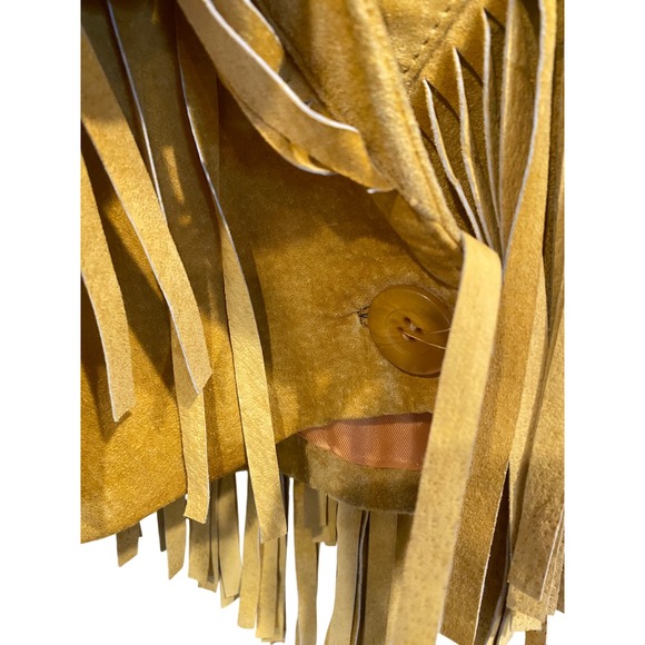 Lanna New York Suede Fringe Jacket Western Boho Style Mustard Yellow Size M - Picture 4 of 6